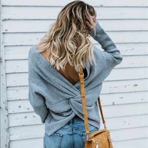 Baby Blue Twisted Knit Sweater
